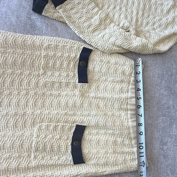 J. Peterman Vivienne Pointelle Cotton Suit Set Cream Navy Trim Skirt Top XS/S - Picture 8 of 16